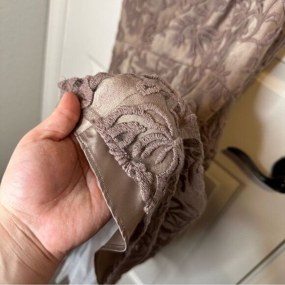 Adrianna Papell Mocha Brown Floral Lace Soutache Dress Sz 6 - Picture 5 of 9